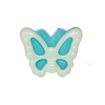 Button - 15mm Butterfly - White/Cyan