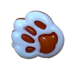 Button - 14mm Paw Print - White/Orange