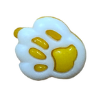 Button - 14mm Paw Print - White/Yellow