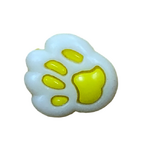 Button - 14mm Paw Print - White/Light Yellow