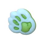 Button - 14mm Paw Print - White/Lime