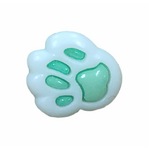 Button - 14mm Paw Print - White/Mint