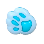 Button - 14mm Paw Print - White/Cyan