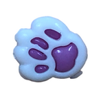 Button - 14mm Paw Print - White/Purple