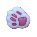 Button - 14mm Paw Print - White/Light Pink