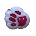 Button - 14mm Paw Print - White/Dark Pink