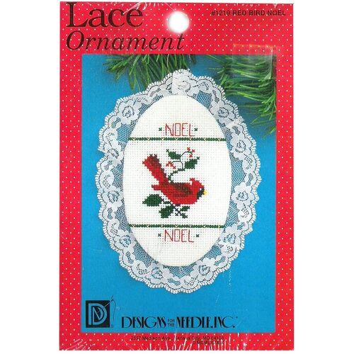 Cross Stitch Kit - Lace Ornament - #1219 Red Bird Noel