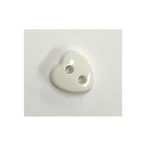 Button - 6mm Heart White