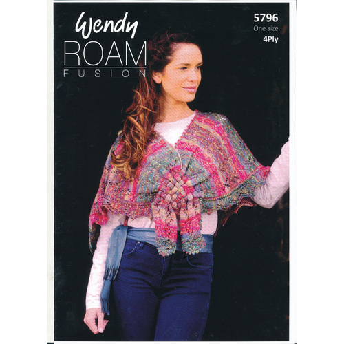 5796 Lace Shawl with Woven Front 