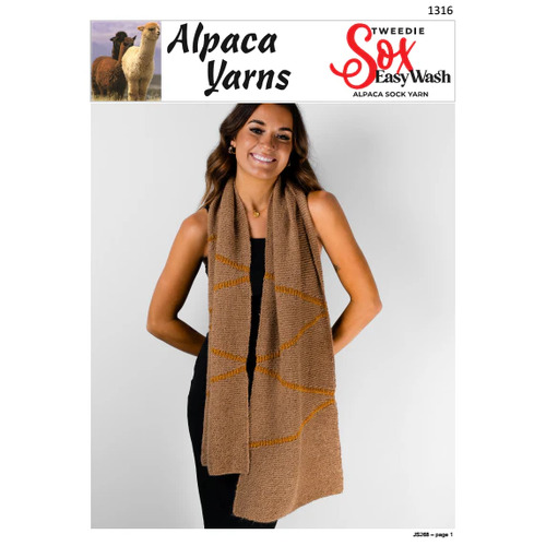 1316 - Alpaca Yarns Tweedie Sox Turnings Scarf Knitting Pattern