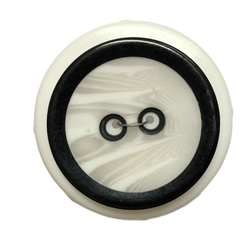 Button - Lge Round White Black