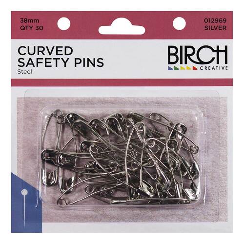 Birch Curved Safety Pins 38mm 30pcs