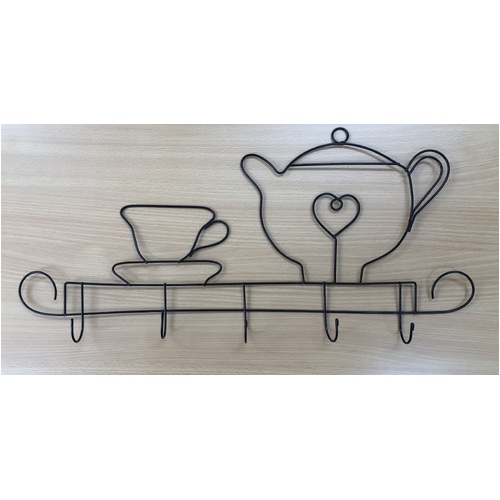 Quilt Hanger - Black Wire Teapot & Cup