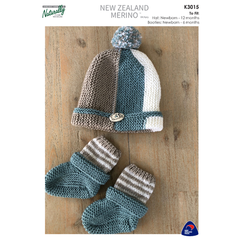 K3015 Vertical Garter Stitch Beanie & Booties