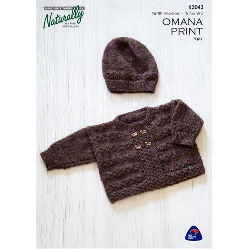 K3043 Cardigan & Hat 4 Ply