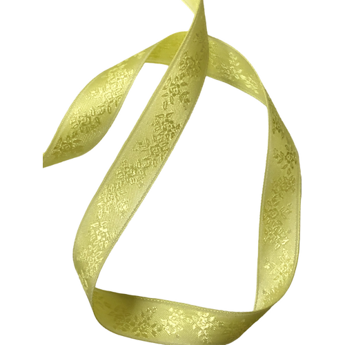 15mm Pale Yellow Floral Dbl Sided Polyester Ribbon