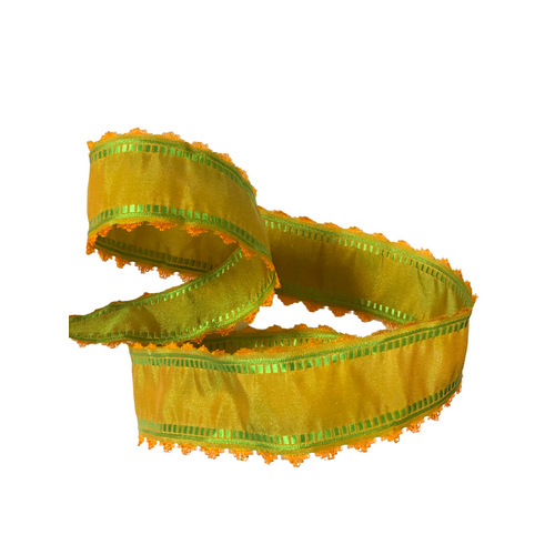 38mm Bollywood Emerald Saffron Ribbon