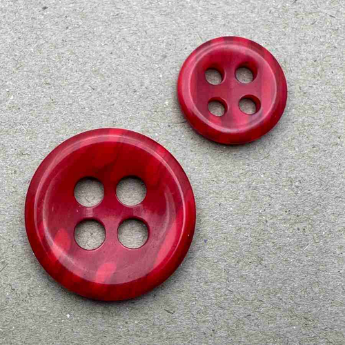 Button - 23mm 4 Hole Shiny 24 Red