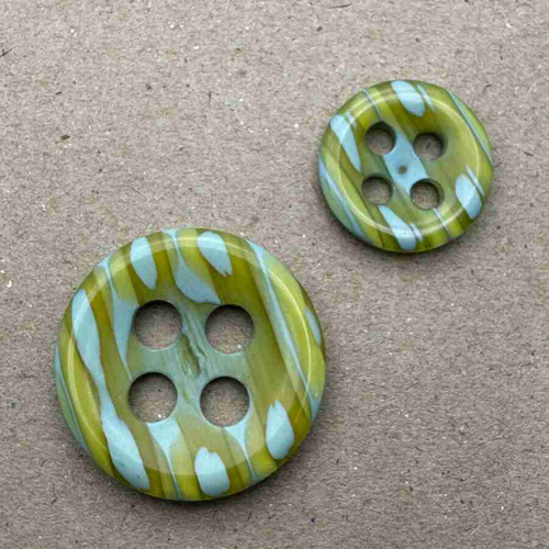 Button - 23mm 4 Hole Shiny 74 Olive/Cyan