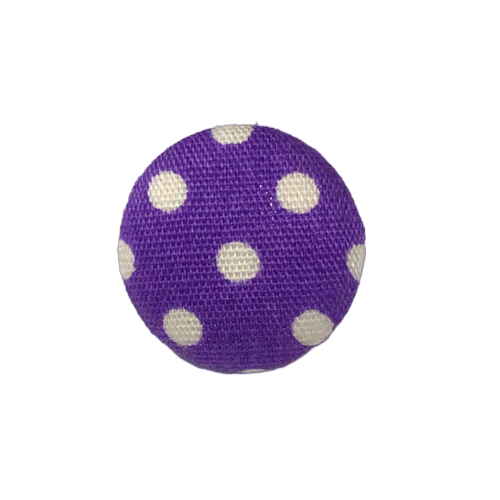 Button - 15mm Shank Covered Polka Dots - Purple