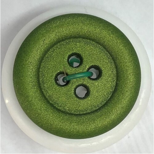 Button - 23mm 4 Hole Frosted Metalic Finish - Olive Green