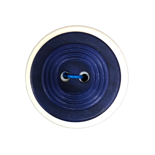 Button - 2 Hole Wavy Rings Dark Blue 18mm