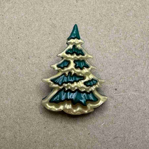 Button - 28mm Shank Christmas Tree Green/Gold