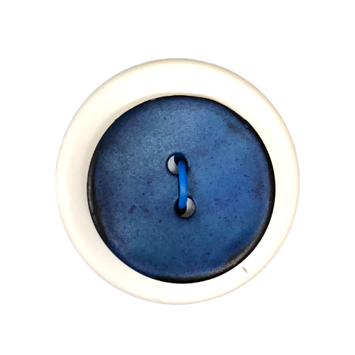 Button - 20mm 2 Hole Enamel Coated Agoya Shell Blue