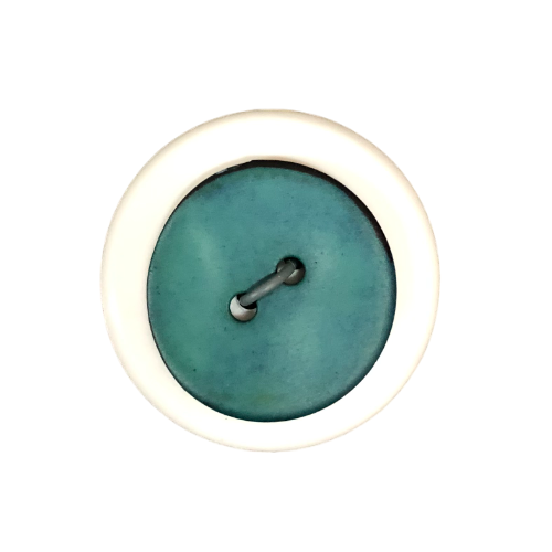 Button - 20mm 2 Hole Enamel Coated Agoya Shell Green