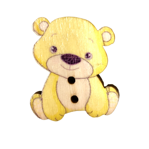 Button - 30mm Teddy - Yellow