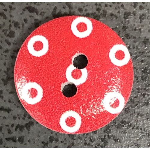 Button - 15mm Red with Red Dots