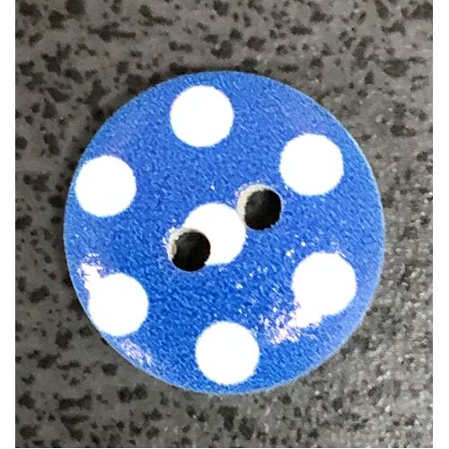 Button - 15mm Blue with White Dots