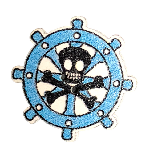 Button - 25mm Ship Wheel with Skull