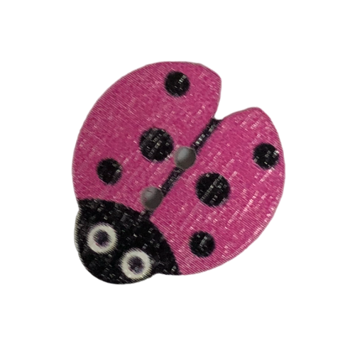 Button - 19mm Ladybug - Pink