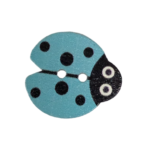 Button - 19mm Ladybug - Light Blue