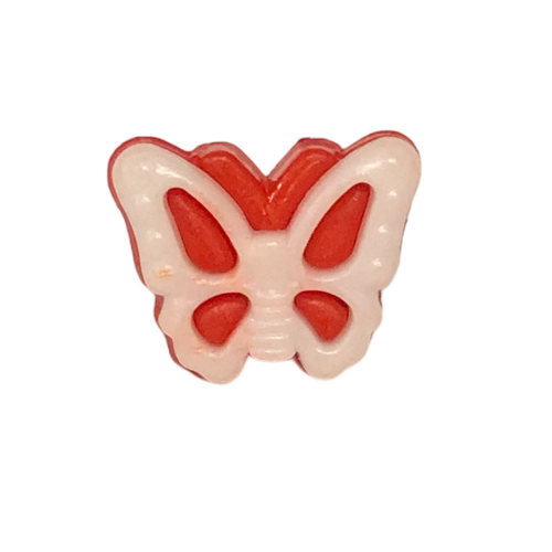 Button - 15mm Butterfly - White/Red