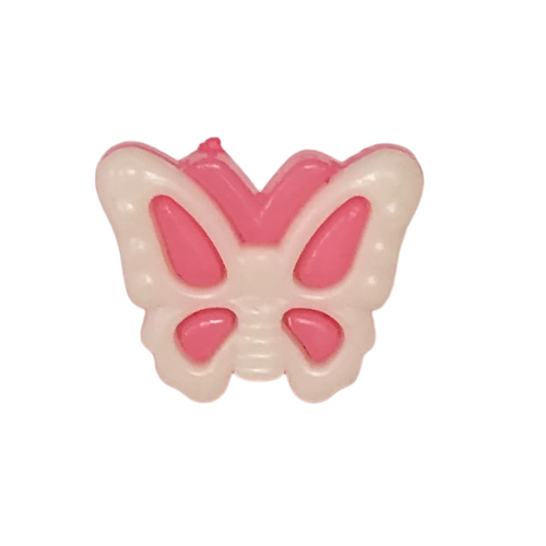 Button - 15mm Butterfly - White/Light Pink