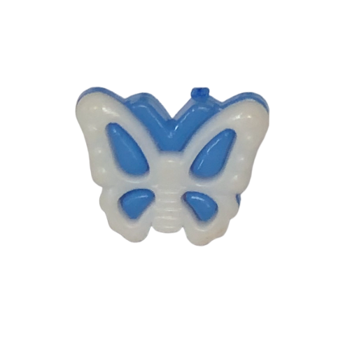 Button - 15mm Butterfly - White/Blue