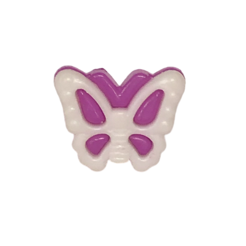 Button - 15mm Butterfly - White/Purple